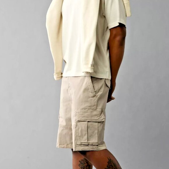 American Eagle 10" inseam Flex Lived In Cargo Short Pants Large 35-38” Taupe NEW - Picture 1 of 7